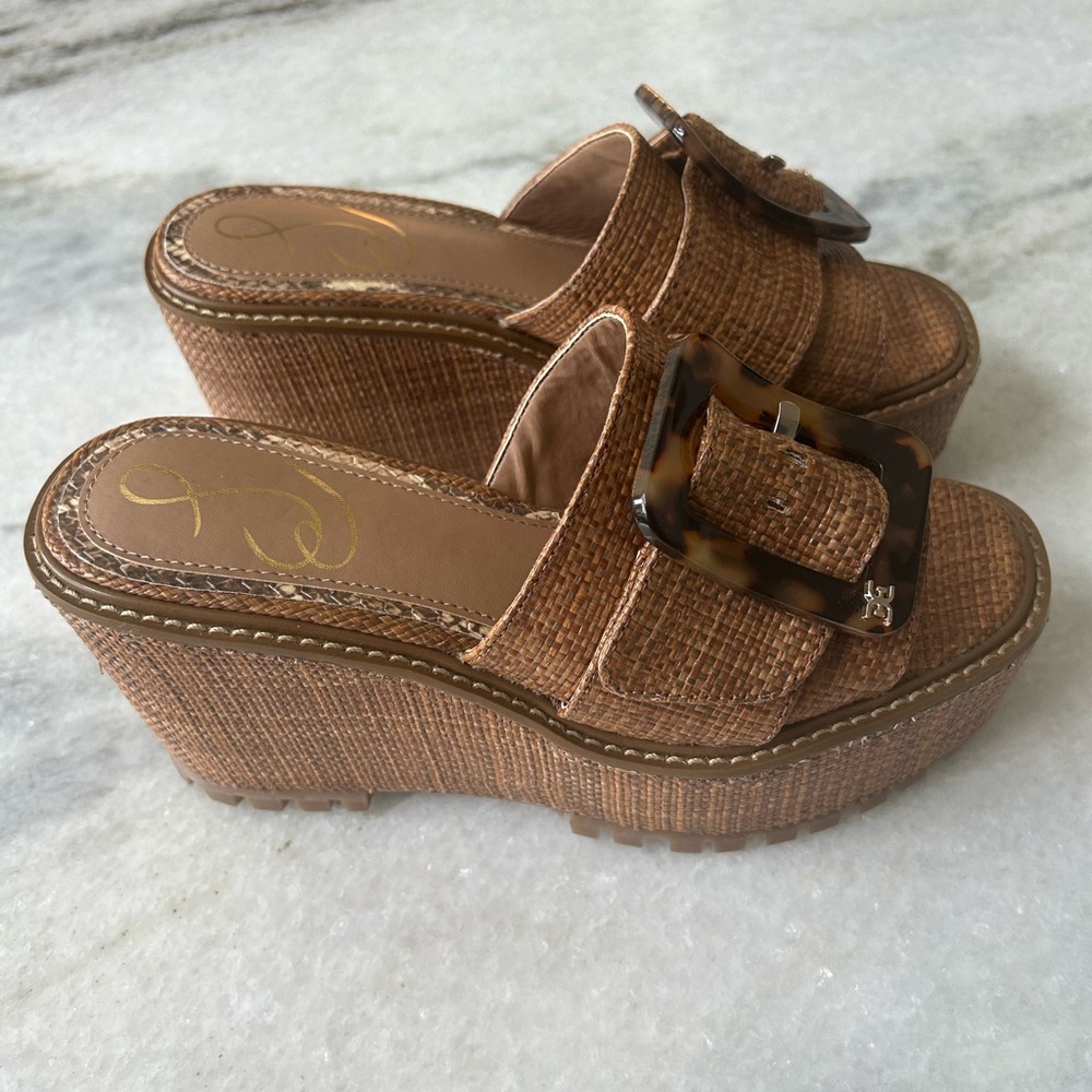 NWOB Sam Edelman Livi Espadrille Wedge in Cuoio Weave size 5.5